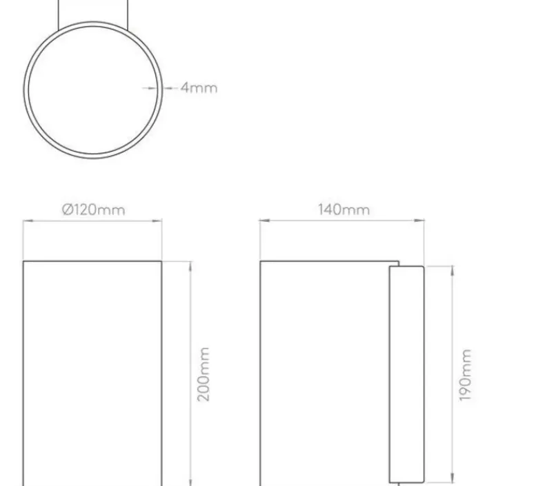 Applique*Astro Applique murale, Cyl 200, , L12cm, H20cm - verre, opal