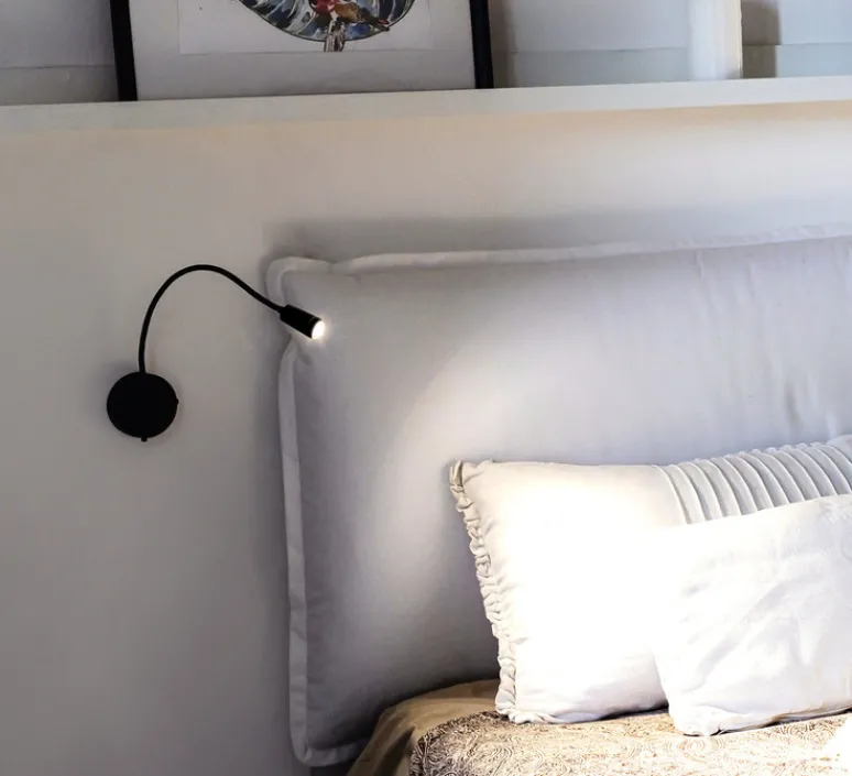 Applique*OliveLab Applique murale, D02, , avec lentille, LED, dim, 2700K, 350 lm, Ø10cm, H45cm - noir mat