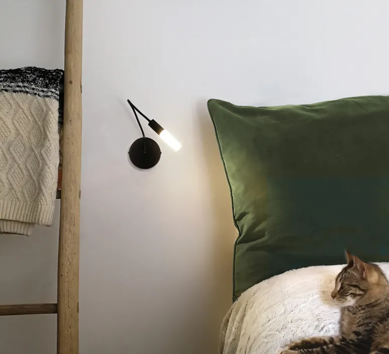 Applique*OliveLab Applique murale, D02, , avec diffuseur, LED, dim, 2700K, 350 lm, Ø10cm, H45cm - noir mat