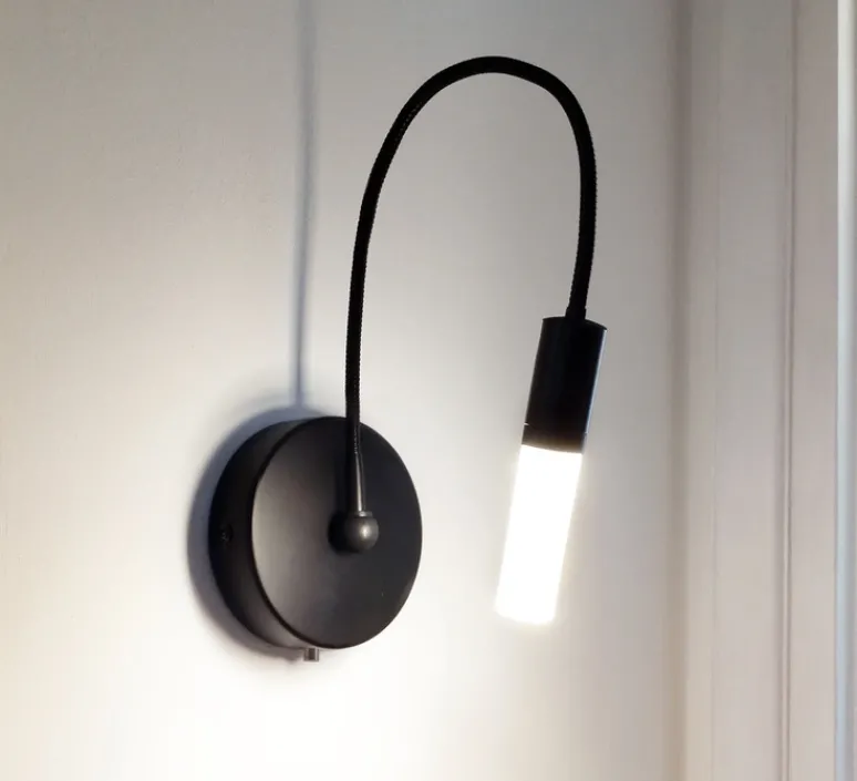 Applique*OliveLab Applique murale, D02, , avec diffuseur, LED, dim, 2700K, 350 lm, Ø10cm, H45cm - noir mat