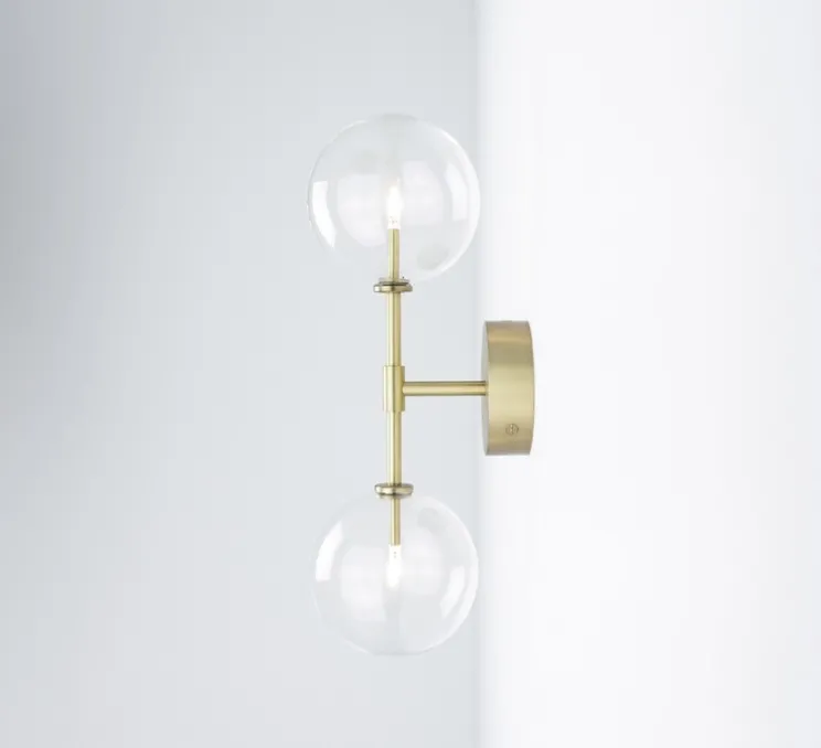 Applique murale, Dawn double, Laiton laqué bruni, L15cm, H47,8cm - Schwung