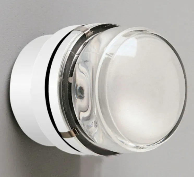 Applique murale de salle de bain, Fresnel, blanc, LED,IP44, 3000K, 550lm, Ø12cm, H10cm - Oluce