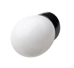 Applique*Zangra Applique murale de salle de bain, Pure Porcelaine Glass 030, , Ø10cm, H5.5cm, IP54 - noir