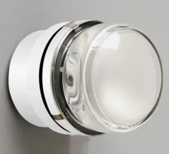 Plafonnier & Spot|Applique*Oluce Applique murale de salle de bain, Fresnel, IP44, , Ø12cm, H10cm - blanc