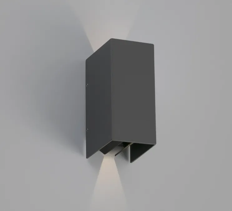 Applique murale d'extérieur, Blind, gris foncé, LED, 3000k, 88lm, IP54, L7,4cm, H16,5cm - Faro