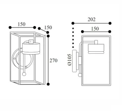 Applique*Moretti Luce Applique murale d'extérieur, Cubic 3372, , IP65, LED, 3000K, 1600 lm, L15cm, H27cm - cuivre