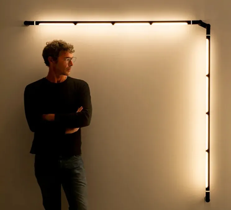 Applique murale d'extérieur, Arco, A-4000X2, anthracite, IP65, LED, dim, 2700K, 1092 lm, L135cm, H135cm - Estiluz