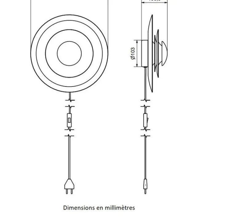 Applique*Belid Applique murale, Diablo, , Ø30cm, H10,5cm - Laiton