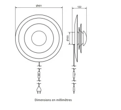 Applique*Belid Applique murale, Diablo, , Ø40cm, H12cm - noir et blanc