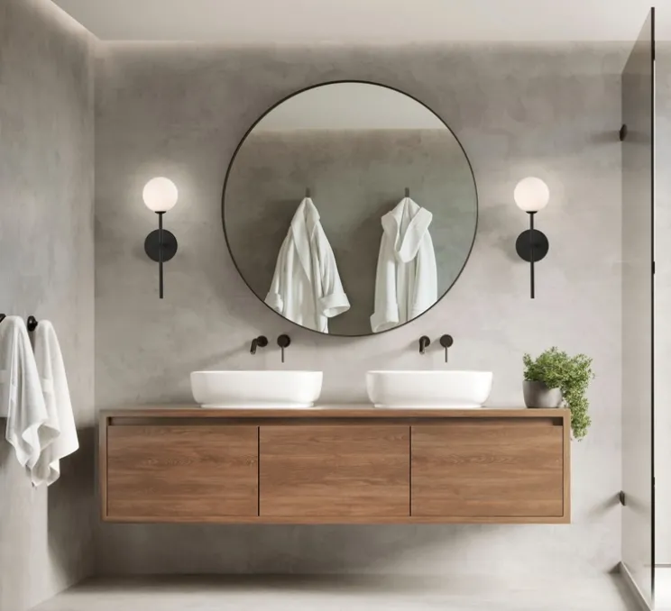 Applique murale, Doris, noir, IP44, L12cm, H40cm - ACB