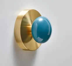 Applique*SkLO Studio Applique murale, Dot 1x, , Ø15cm, H10cm - Bleu nouveau et laiton brossé