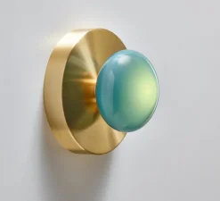 Applique*SkLO Studio Applique murale, Dot 1x, , Ø15cm, H10cm - Bleu nouveau et laiton brossé