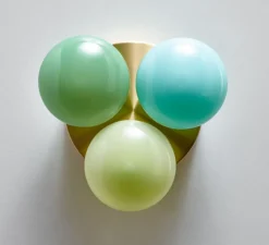 Applique*SkLO Studio Applique murale, Dot 3x, , L19cm, H20,5cm - Céladon, vert tilleul, vert pastel et laiton brossé