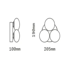 Applique*SkLO Studio Applique murale, Dot 3x, , L19cm, H20,5cm - Céladon, vert tilleul, vert pastel et laiton brossé