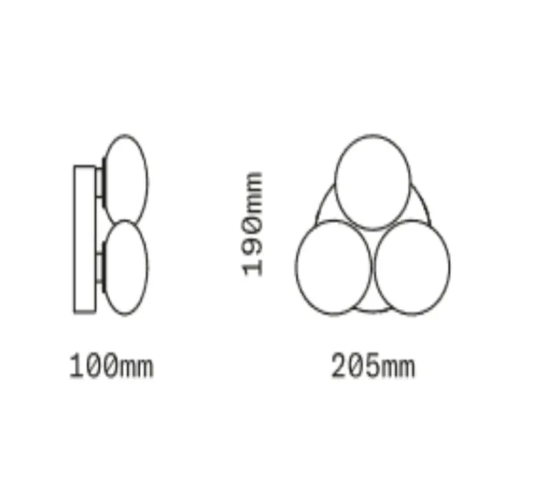 Applique*SkLO Studio Applique murale, Dot 3x, , L19cm, H20,5cm - Céladon, vert tilleul, vert pastel et laiton brossé