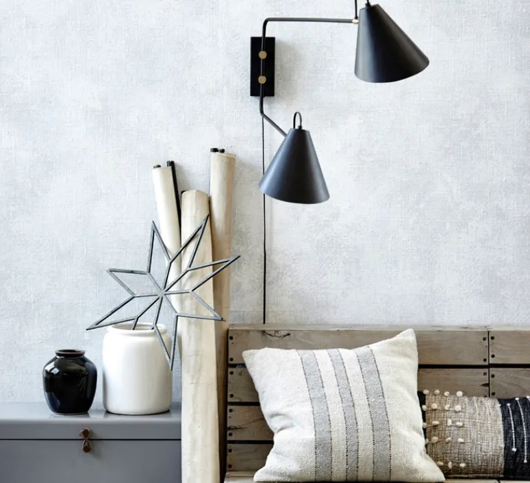 Applique*House Doctor Applique murale double, Club, noir et laiton, H42cm, L81cm - noir et blanc