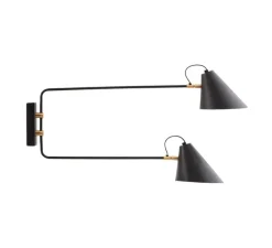 Applique*House Doctor Applique murale double, Club, noir et laiton, H42cm, L81cm - noir et blanc