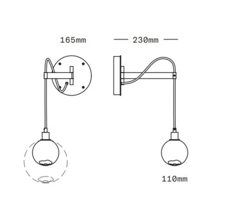 Applique*SkLO Studio Applique murale, Drape Arm 1, , Ø11cm, H23cm - Bleu, Noir oxydé