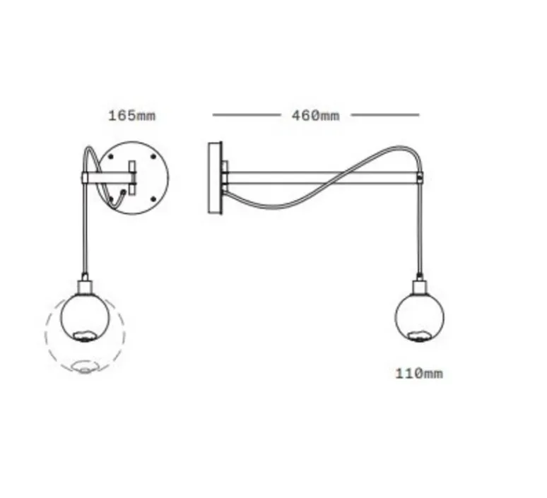 Applique*SkLO Studio Applique murale, Drape Arm 1, , Ø11cm, H46cm - Bleu, Laiton brossé