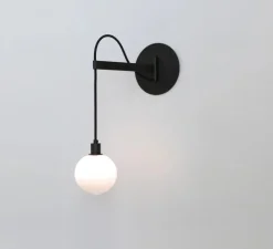 Applique murale, Drape Arm 1, Blanc, Noir oxydé, Ø11cm, H23cm - Sklo Studio