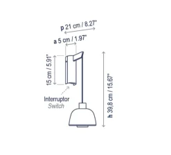 Applique*Bover Applique murale, Drep A/01, , LED, 2700K, 270 lm, L15,2cm, H39,8cm - blanc opal