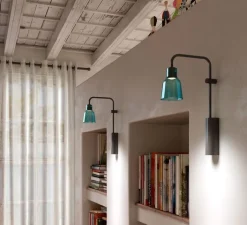 Applique*Bover Applique murale, Drip A/02, , LED, 2700K, 345 lm, L8,5cm, H35,5cm - verre bleu