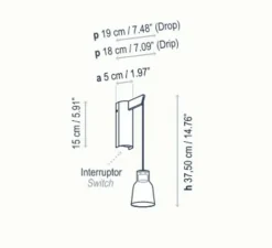 Applique*Bover Applique murale, Drop A/01, , LED, 2700K, 345 lm, L8,5cm, H37,5cm - verre blanc givré