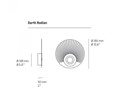 Applique*CVL Applique murale, Earth Radian, , LED, 2700K, 1080 lm, L35cm, H35cm - graphite satiné, laiton satiné
