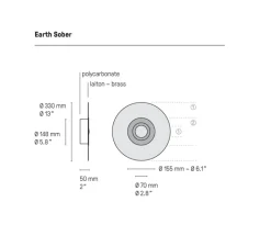 Applique*CVL Applique murale, Earth Sober 330, satiné, LED, Ø33cm, Hcm - laiton