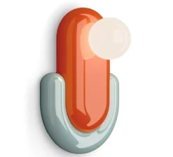 Applique*Ferroluce Applique murale, Eclair, , L25cm, H35cm - orange et bleu azur