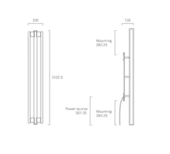 Applique murale, Eiffel, noir et blanc, dimmable, LED, L20cm, H100cm - FRAMA