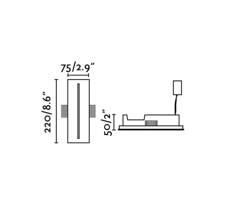 Applique murale encastrable, Plas-2, blanc, LED, 3000K, 112 lm, L7,5cm, H22cm - Faro