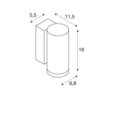 Applique*SLV Applique murale, Enola round S, , IP65, LED, dim, 3000-4000K, 500 lm, L6,8cm, H16 cm - noir