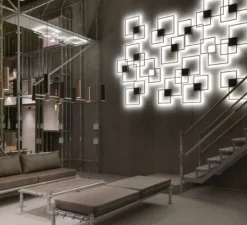 Applique|Plafonnier & Spot*Wever&Ducré Applique murale et plafonnier, Venn 2.0, , carré blanc,led, 2700K, L72,4cm, P72,4cm - noir