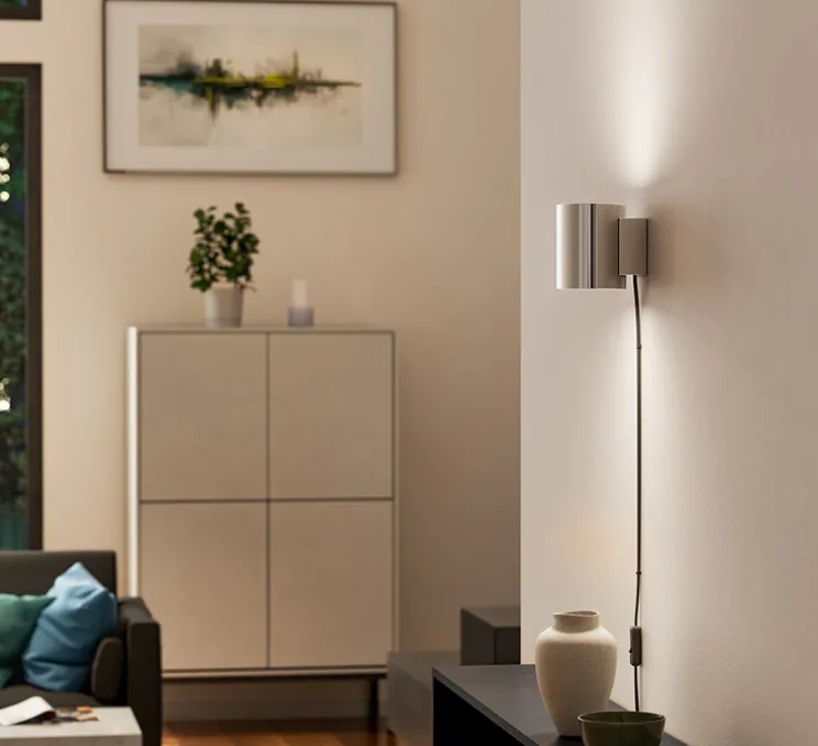 Applique murale, Evoke S, chrome, Ø10cm, H12cm - Herstal