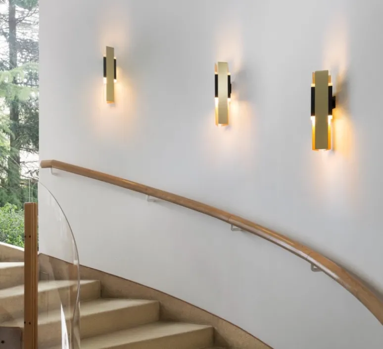 Applique*Tooy Applique murale, Excalibur, 559.41, , IP40, Ø12cm, H45cm - laiton brossé, noir texturé