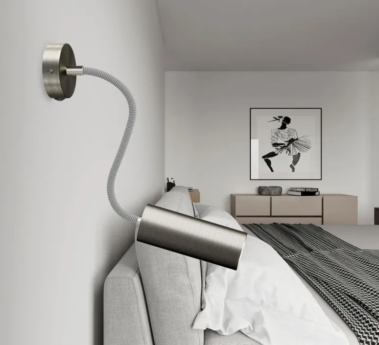 Applique*Creative Cables Applique murale, Fermaluce Flex, Tub-E14, , L8,3cm, H8,3cm - titane satiné