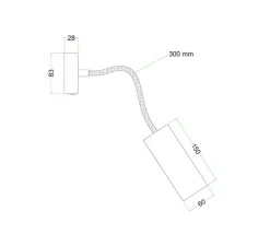 Applique*Creative Cables Applique murale, Fermaluce Flex, Tub-E14, , L8,3cm, H8,3cm - titane satiné