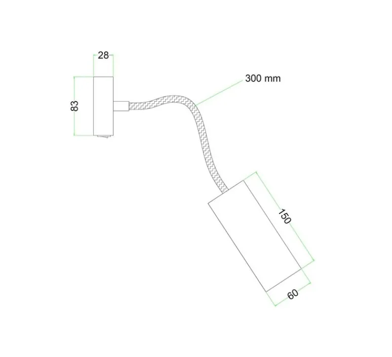 Applique*Creative Cables Applique murale, Fermaluce Flex, Tub-E14, , L8,3cm, H8,3cm - titane satiné