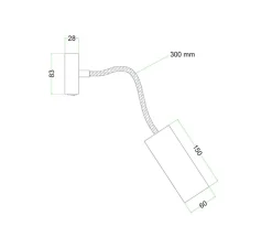 Applique murale, Fermaluce Flex, Tub-E14, noir mat, L8,3cm, H8,3cm - Creative Cables