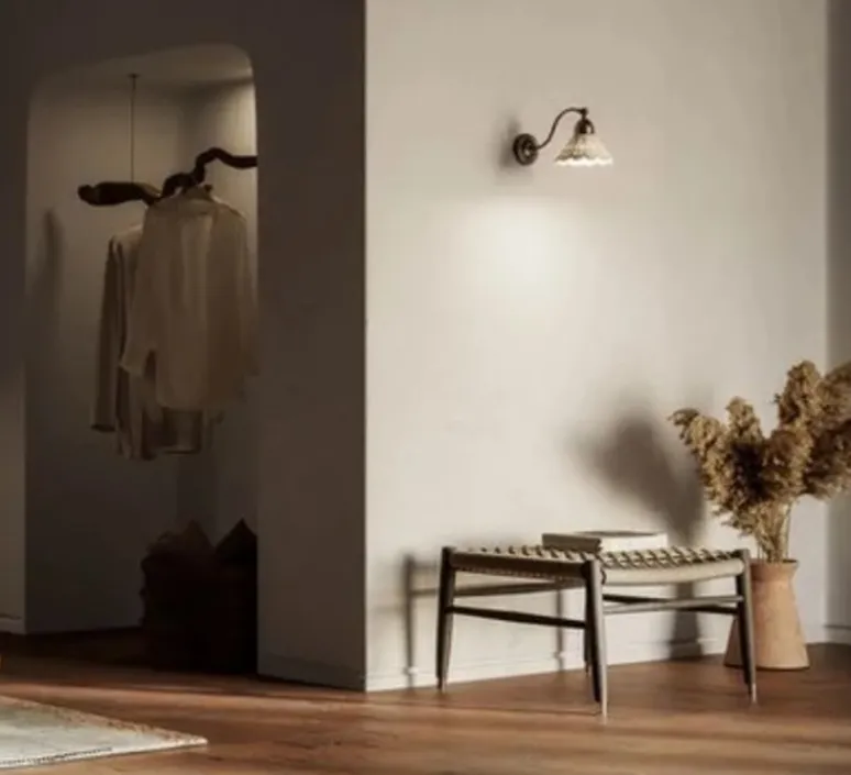 Applique*Il Fanale Applique murale, Fior Di Pizzo 17, , L18,5cm, H15,5cm - laiton vieilli, porcelaine blanche