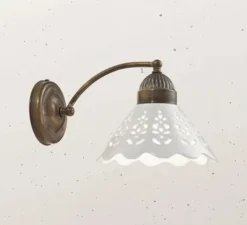 Applique*Il Fanale Applique murale, Fior Di Pizzo 17, , L18,5cm, H15,5cm - laiton vieilli, porcelaine blanche