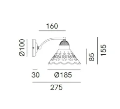 Applique*Il Fanale Applique murale, Fior Di Pizzo 17, , L18,5cm, H15,5cm - laiton vieilli, porcelaine blanche