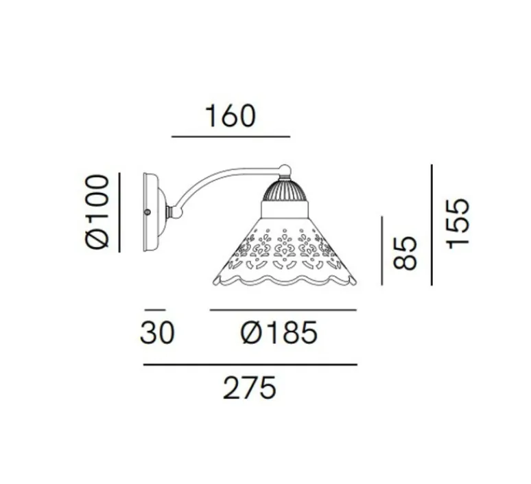 Applique*Il Fanale Applique murale, Fior Di Pizzo 17, , L18,5cm, H15,5cm - laiton vieilli, porcelaine blanche