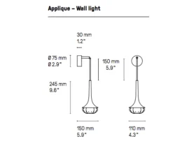 Applique murale, Fléa, laiton satiné, L15cm, H24,5cm - CVL