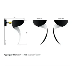 Applique murale, Flamme Droite, noir, H30cm - Serge Mouille