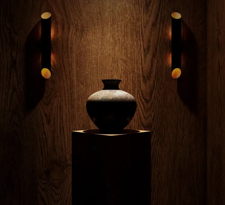 Applique murale, Flute, Single, Noir et laiton, L10cm, H70cm - Gong