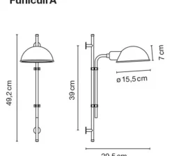 Applique*Marset Applique murale, Funiculi, cassé, Ø15,5cm, H49,2cm - blanc