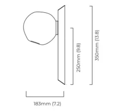 Applique murale, Gaia Wall Tall Flush, laiton satiné, verre opalin, L15cm, H35cm - CTO lighting