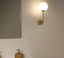 Applique*Faro Applique murale, Gala, , IP44, L11,5cm, H32cm - laiton, verre opalin